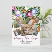 Carte de Noël familiale avec des boules de Noël fe (Debout devant)