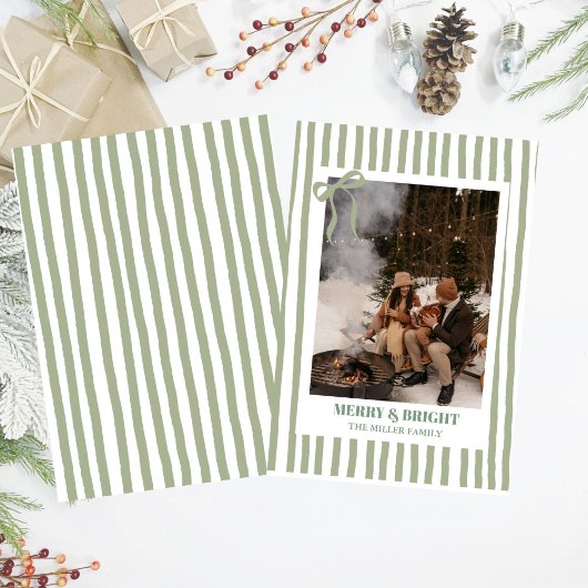 Carte de Noël familiale avec rayures