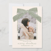 Carte de Noël familiale avec ruban rayé (Devant)