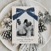 Carte de Noël familiale avec ruban rayé