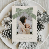 Carte de Noël familiale avec ruban rayé