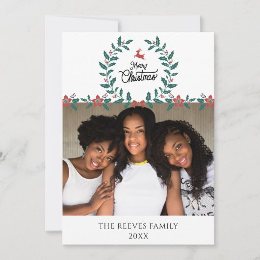 Carte de Noël Familiale Blanche (Devant)