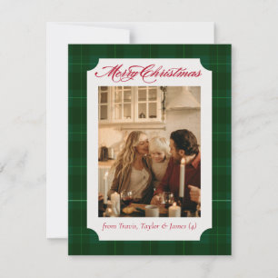 Carte de Noël familiale en flanelle à carreaux
