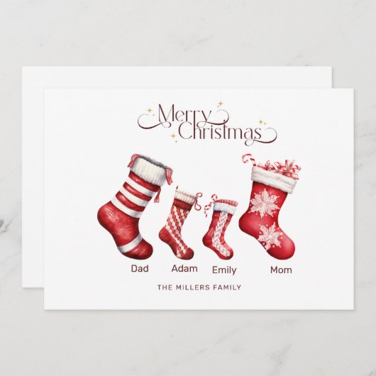 Carte de Noël familiale Joyeux Noël personnalisé (Devant / Derrière)