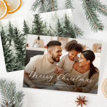 Carte de Noël familiale moderne en bois
