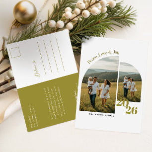 Carte de Noël Familiale Peace Love & Joy Joyeux No