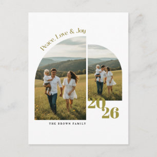 Carte de Noël Familiale Peace Love & Joy Joyeux No