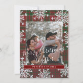 Carte de Noël familiale rustique avec plaid Joyeux (Devant)