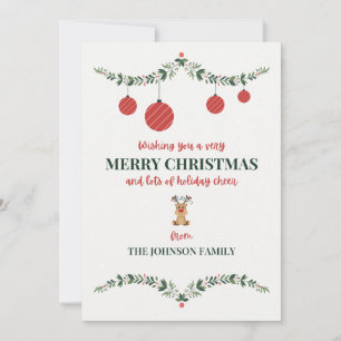 Carte de Noël Famille Cute Rudolph
