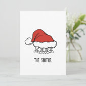 Carte de Noël | Famille de quatre Santa Hat (Debout devant)