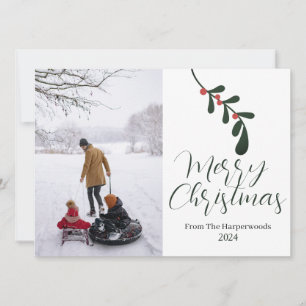 Carte de Noël Famille Fleur Feuille Hivernale Une