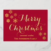 Carte de Noël Famille Joyeux Noël, Flocons de neig (Recto)