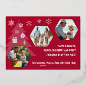 Carte de Noël Famille Joyeux Noël, Flocons de neig (Verso)