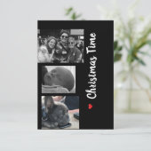 Carte de Noël famille noir et blanc (Debout devant)