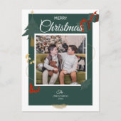 Carte de Noël Famille Photo Vacances vertes (Devant)