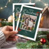 Carte de Noël Famille Photo Vacances vertes