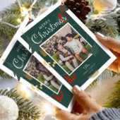 Carte de Noël Famille Photo Vacances vertes