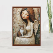 Carte de Noël Fantaisiste Chat et Dame d'Hiver (Devant)