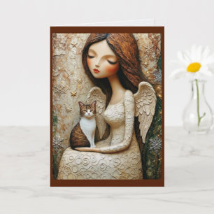 Carte de Noël Fantaisiste Chat et Dame d'Hiver