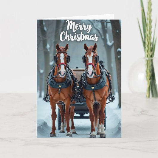 Carte de Noël Fantaisiste Cheval (Devant)