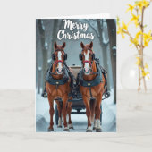 Carte de Noël Fantaisiste Cheval (Fleur jaune)