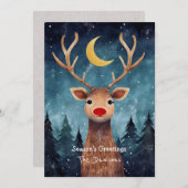 Carte de Noël fantaisiste de rennes (Devant / Derrière)