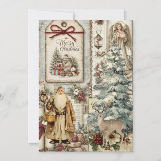 Carte de Noël fantaisiste rustique vintage du Père (Devant)