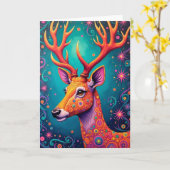 Carte de Noël Fantastique Cerf (Fleur jaune)