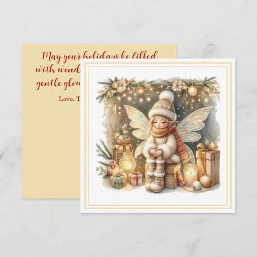 Carte de Noël Fée de Noël – Fantaisie (Devant / Derrière)