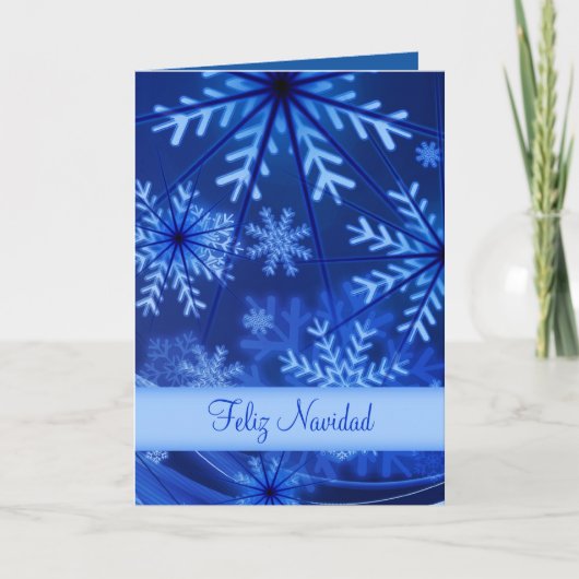 Carte de Noël Feliz Navidad Blue Snowflakes (Devant)