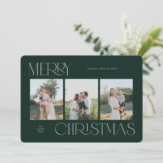 Carte de Noël Festive 3 photos (Debout devant)