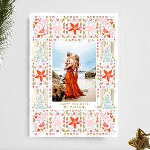 Carte de Noël festive à cadre de feuillage gras