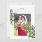 Carte de Noël festive à feuilles persistantes (Devant)