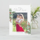 Carte de Noël festive à feuilles persistantes (Debout devant)