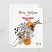 Carte de Noël Festive Argent et Orange (Devant / Derrière)