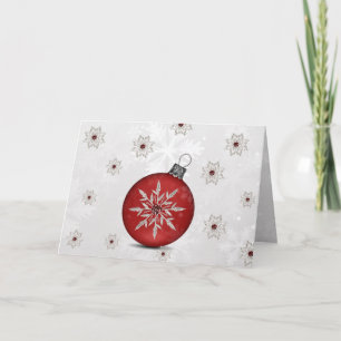 Carte de Noël festive argent rouge pour entreprise