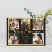 Carte de Noël festive avec écriture dorée Joyeux N (Debout devant)