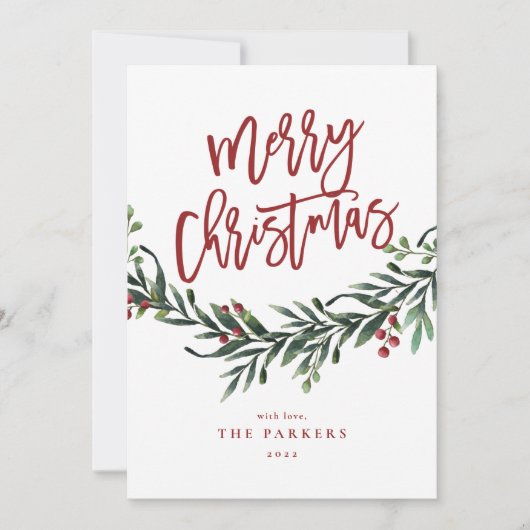 Carte de Noël festive avec feuillage (Devant)