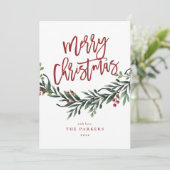 Carte de Noël festive avec feuillage (Debout devant)