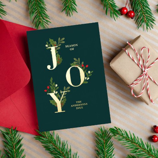 Carte de Noël Festive avec Feuilles Holly