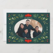 Carte de Noël Festive avec Feuilles Holly (Devant)