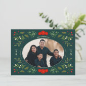 Carte de Noël Festive avec Feuilles Holly (Debout devant)