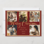 Carte de Noël festive avec photo rouge et écriture (Devant)