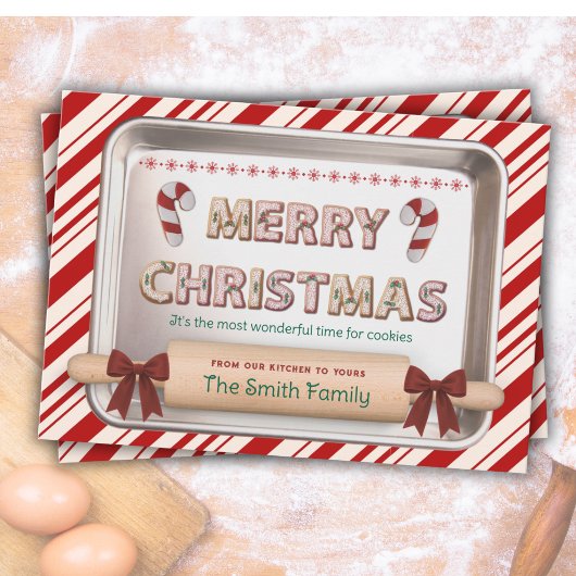 Carte de Noël festive avec recette de biscuits au