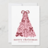 Carte de Noël festive avec ruban rouge rose (Devant)