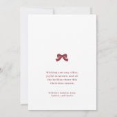 Carte de Noël festive avec ruban rouge rose (Dos)