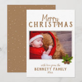 Carte de Noël festive avec texte Joyeux Noël et br (Devant / Derrière)