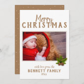 Carte de Noël festive avec texte Joyeux Noël et ép (Devant / Derrière)