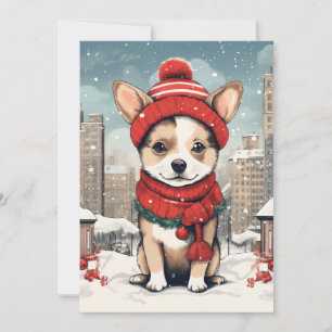 Carte de Noël festive avec un chien adorable