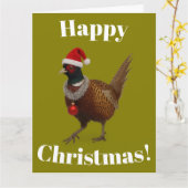 Carte de Noël festive avec un faisan (Fleur jaune)
